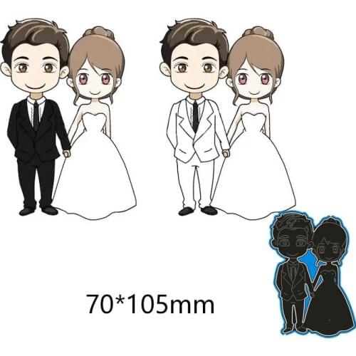 70*105mm wedding couple Metal Cutting Dies for decor card DIY Scrapbooking stencil Paper Album template Dies