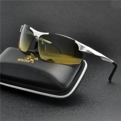 Day Night Vision Sunglasses Men Polarized Pilot Sun Glasses Day and Night Sight Driving Driving Anti-glare Driver Goggles FML