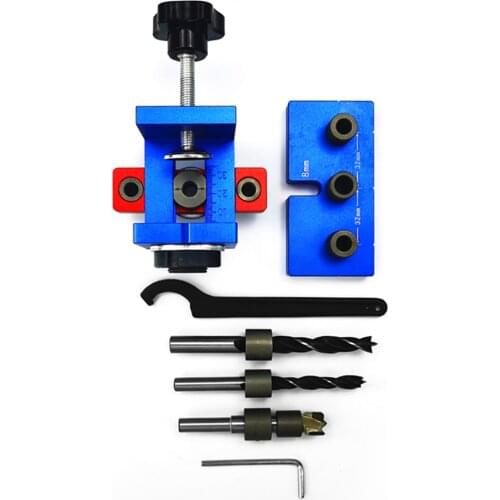 X150 3-In-1 Hole Puncher Adjustable Doweling Jig Woodworking Pocket Hole Jig With 8/15MM Drill Bit For Drilling Guide Locator