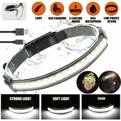 10W COB Warm White+2835 Red Headlamp Built-in Battery USB Rechargeable Headlight Outdoor Waterproof Camping Working Head Lamp