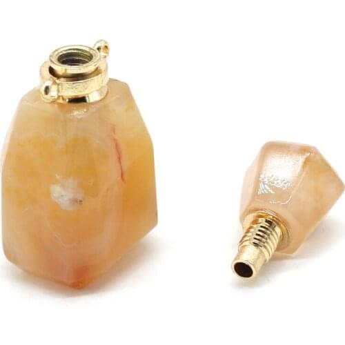 Natural Gem Stone Perfume Bottle Necklace Pendants Charm Cherry Crystal for Trendy Jewelry Making DIY Necklace Party Gifts