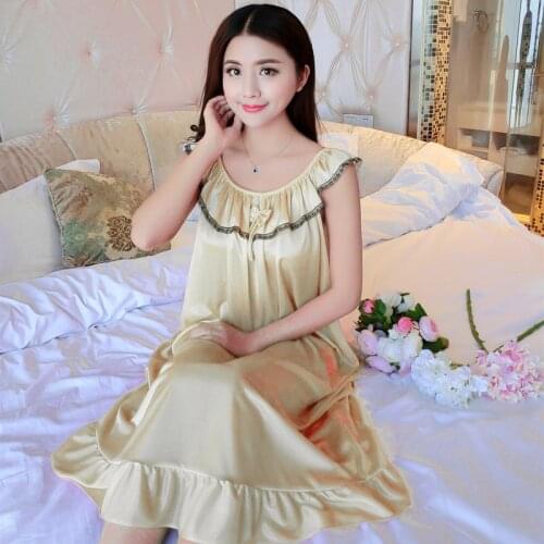 Maternity Nightgowns Sleepshirts Champagne Homewear Women Sleepwear Summer Sexy Lingerie Casual Long Nightdress Wedding Femme