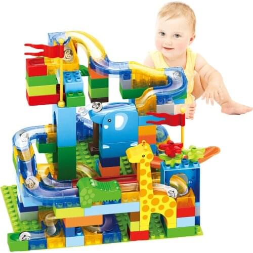New Marble Race Run Blocks Maze Ball Jungle Track Building Blocks Fun Sliding Ball Brick Birthday Gift Toys For Kids