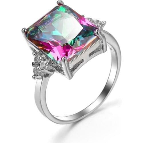 2021 Summer new Fine jewelry jewelry Colorful zircon rings female Crystal from Austrian women ring Fit Party