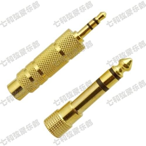 A Pair of Female 3.5mm to 6.35mm Male & 6.35mm to 3.5mm Stereo Microphone Guitar Cable Audio Converter Adapter Coupler Connector