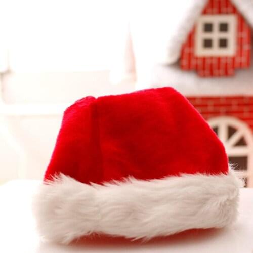 Plush Red Santa Hat Christmas Cap Thick Winter Warm Plush Santa Claus Hat Christmas Decorations LX8823