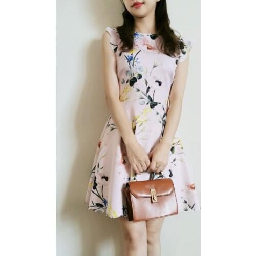 Carved Sleeves Pink Floral Print Skater UK Summer New Collections Size0-5