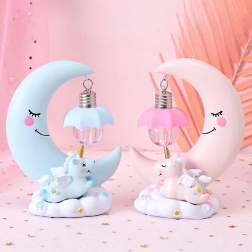 LED unicorn light night lamp Resin Crafts Home Romantic Bedroom Decoration Infant Kids Birthday Gift
