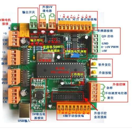 USB CNC 3axis Control card stepping motor controller