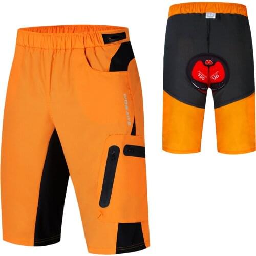 Wosawe Men 2 in 1 Cycling Shorts Breathable Quick-Drying MTB Mountain Bike Baggy Shorts with 3D Padding MTB Bike Trousers