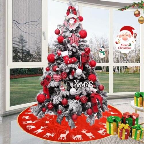New Linen Printing Elk Christmas Tree Skirt Christmas Tree Decoration Skirt Factory Direct Sales