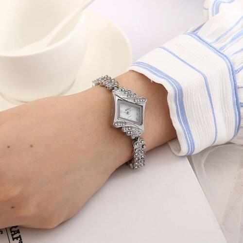Ladies Diamond Small Dial Korean Trendy Fashion Creative Stainless Steel Mesh Band Quartz Gift Watch