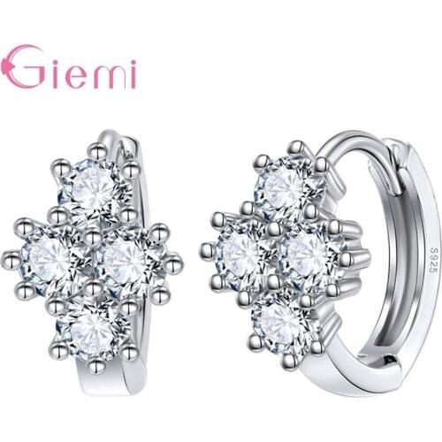 New Arrival Sterling Silver Hoop Earrings for Women Girls Engagement Gift Clear Cubic Zircons Fashion Jewelry