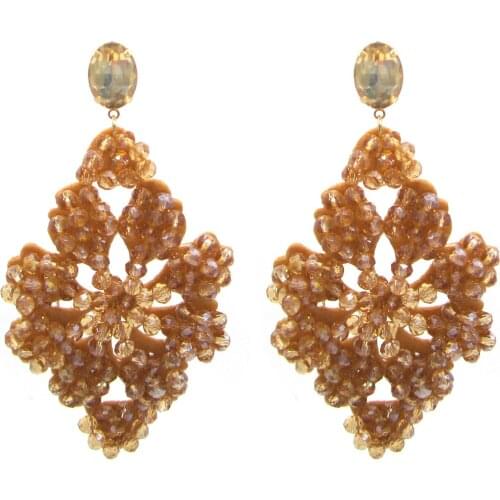 Large Size Crystal Drop Earrings For Wome Big Earrings Bohemian Handmade Long Dangle Earrings Fashion Jewelry Accessories