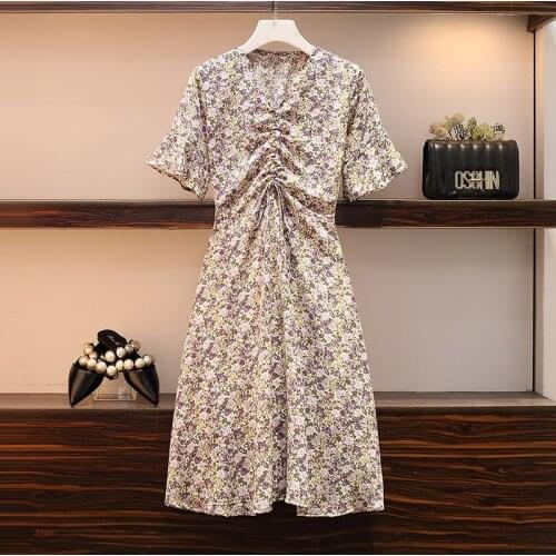 Plus Size Women elegant Dress Summer 2020 Fashion Floral print V-neck daisy Sexy Short Sleeve Loose Casual A-Line Dresses 5XL