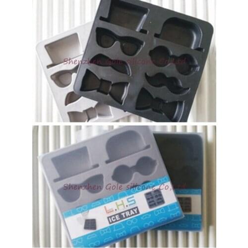 100pcs/lot The Gentleman Ice Cube Tray Hat Glasses Beard Bow Tie Silicone Mold Drink Mould