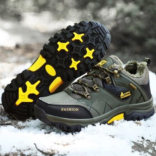 2021 Outdoor Winter Plush Warm Hiking Shoes Waterproof Casual Sports Shoes Mens Non-slip Hiking Boots Zapatillas Hombre Zapatos