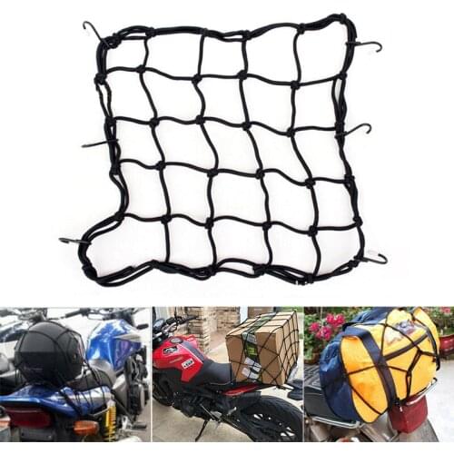 Motorcycle Luggage Net 6 Hooks Heavy-Duty Elastic Fuel Tank Helmet Luggage Mesh Motorcycle Accessories Cargo Organiser Net