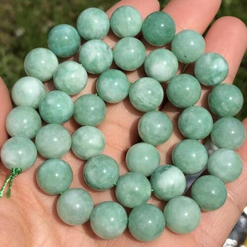 Natural Stone Amazonite Color Burmese Jades Beads 6/8/10/12mm Round Spacer Loose Beads For Jewelry Making DIY Bracelet Necklace