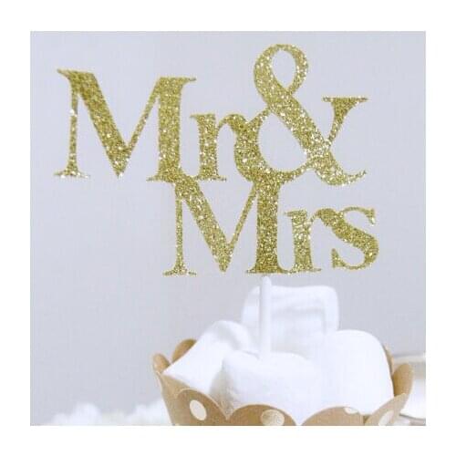 Glitter Mr. & Mrs Couples cupcake toppers Bachelor bridal baby shower toothpicks wedding birthday party decorations