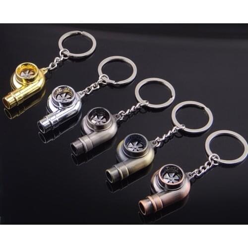Real Whistle Sound Turbo Keychain Sleeve Bearing Spinning Auto Part Model Turbine Turbocharger Key Chain Ring Keyfob Keyring