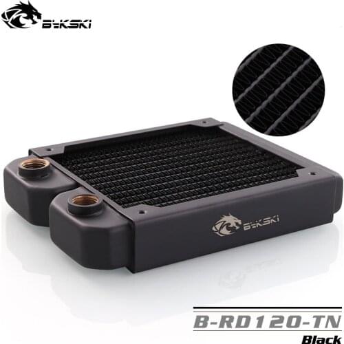 Bykski 120mm Black pc cooler Copper Radiator Water Discharge Liquid HeatSink for 12cm PC Fan About 30mm thick B-RD120-TN Copper