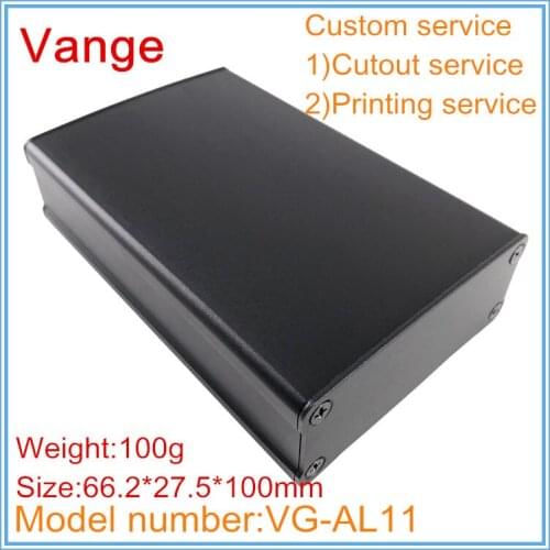 2pcs/lot black extruded profiles project box 66.2*27.5*100mm 6063-T5 Aluminum case enclosure diy for electronic module device