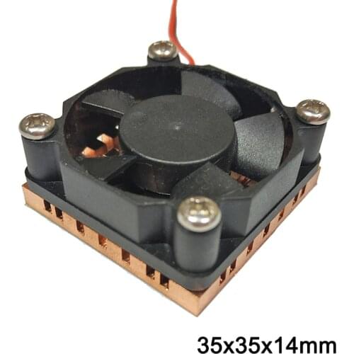 Pure Copper Heat Sink with Fan Adhesive Back Cooling For Computer Components Fans IC Chipset Cooler 35x35x14mm