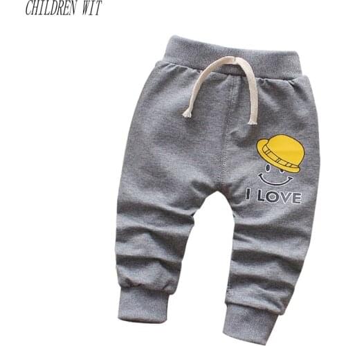 CHILDREN WIT Spring Autumn Baby Pants Cotton Cartoon smiley 2018 New Korea Harlan Pants 0-3 Year Children Baby Boys Girls pants