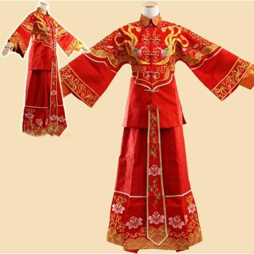 Long Fei Feng Wu Republican Period Qing Dynasty Princess Bride Costume Hanfu Traditional Chinese Wedding Costume Xiu He Fu