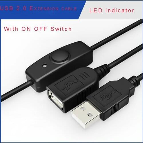 Data Data Sync USB 2.0 Extender Cord USB Extension Cable With ON OFF Switch LED Indicator For Raspberry Pi PC USB Fan LED Lamp
