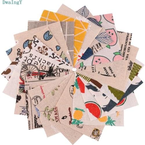DwaIngY 20pcs/lot random color Printed Cotton Linen Fabric For Patchwork DIY&Quilting Sewing Placemat Bags Material 10cmx10cm