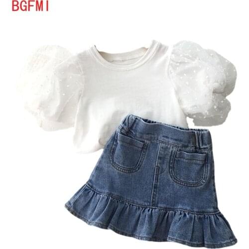 90-140cm Baby Girls Denim Skirt 2021 New Summer Baby Short Skirt Ruffled Childrens Tight Skirt Fishtail Skirt School Girl Skirt