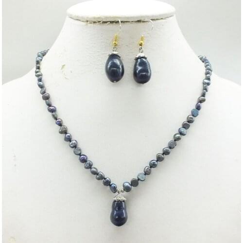 Blue sky, white clouds, beaches! 4MM natural baroque pearl necklace. Earrings, classic bohemian necklace earrings SET