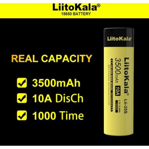 2 PCS. LiitoKala Lii-35S 18650 Battery3.7V Li-ion 3500mAh lithium battery For high drain devices