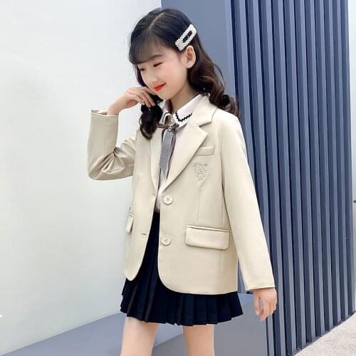 Girls' Suit New Korean Childrens Wear Middle School Childrens Spring and Autumn Suit British Coat Kids Clothing