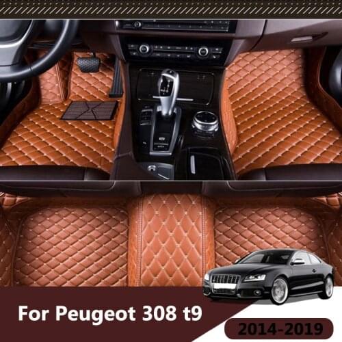 For Peugeot 308 t9 2019 2018 2017 2016 2015 2014 Car Floor Mats Leather Auto Foots Pads Covers Interior Accessories Styling