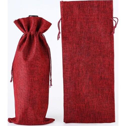 Red Wine Bottle Covers Hessian Wine Bags Gift Champagne Pouches Burlap Packaging Bag Wedding Party Decoration Wine Storage Bags