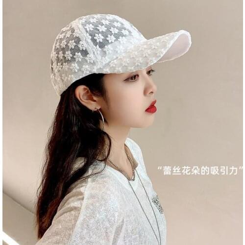 Summer Lace Hat Cotton Baseball Cap For Women Breathable Mesh Girls Snapback Hip Hop Fashion Female Caps Adjustable