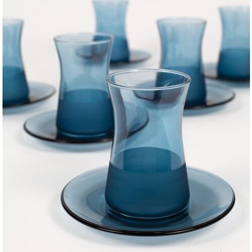 Matte 12 Piece Tea Set Blue 132 Cc 6 pcs blue color brush effect tea cup and 6 pcs tea dish