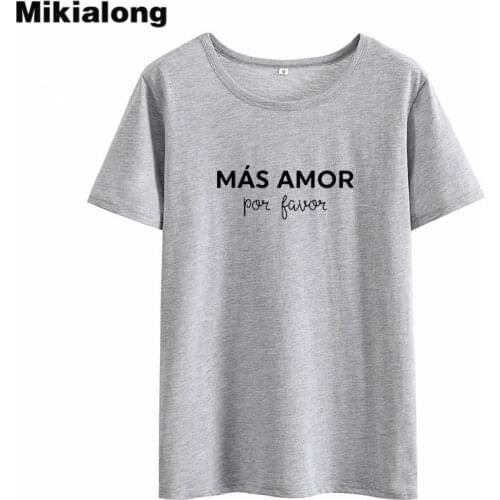 Mikialong Mas Amor Por Favor Kawaii Tee Shirt Femme Summer Printed Tshirt Women Black Tumblr T Shirt Women Ulzzang Camisetas