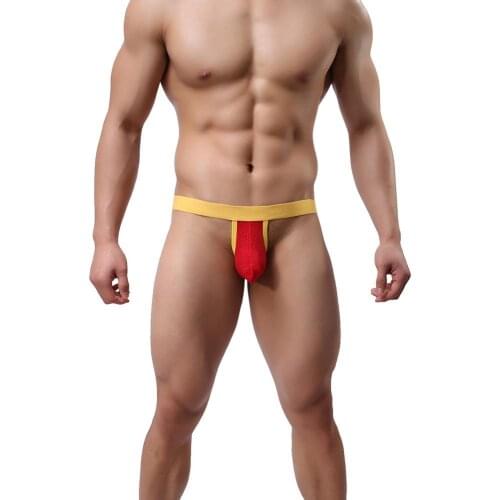 Men Low Rise U Convex Sexy Breathable Mesh Underwear Jock Straps Briefs Thong