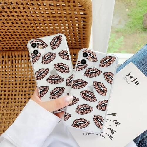 Instagram network star Sexy leopard Lips soft silicon phone case for apple iphone 7 8 Plus X XS XR MAX 11 Pro SE Anti-fall cover