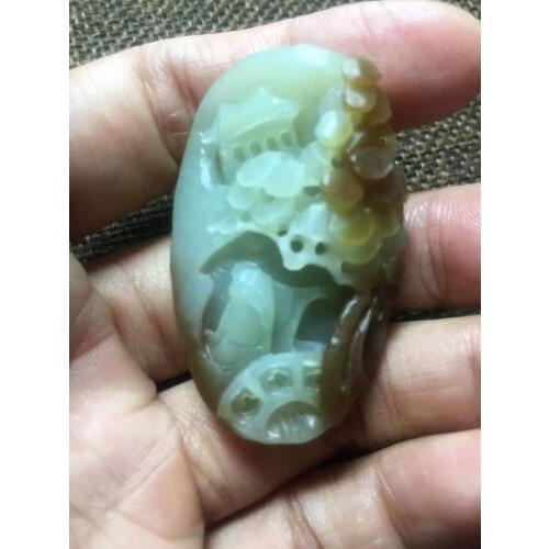 Natural hetian jade A HandCarved jade landscape jadeite jade white pendant jade necklace jewelry men necklaces women gift