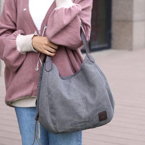 New canvas bag, woman bag, fashion, all-match art, simple shoulder bag, messenger bag, handbag, multi-compartment leisure bag