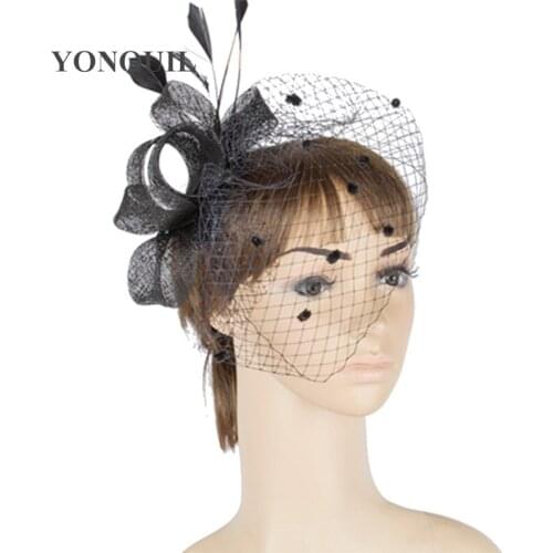 Charming Sinamay Wedding Fascinator Veils Party Hats Decoration Headpiece Cocktail Headwear Event Hat Suit For All Season MYQ006