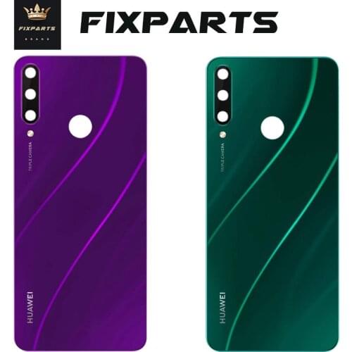 Original For Huawei Y6p Back Battery Door Cover + Camera Glass Lens + Side Keys For Huawei Y6p Rear Housing Replacement Parts