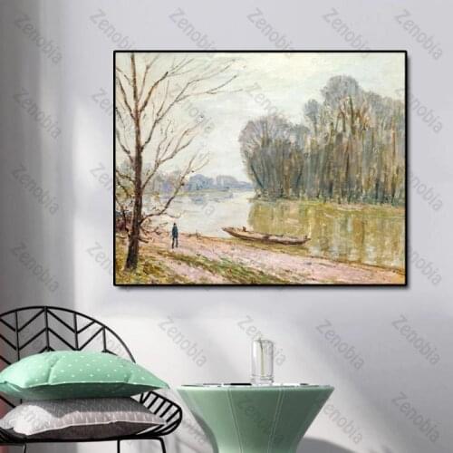 Home Decoration Poster Remote River and People Art Decoration Canvas Painting Waterproof Ink for Living Room and Bedroom Walls