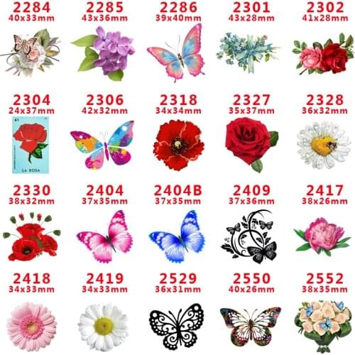 DIY Craft Supplies Sewing Accessories Cartoon Flower And Butterfly Printed Planar Resins Mold 30 Pieces. PR-2284