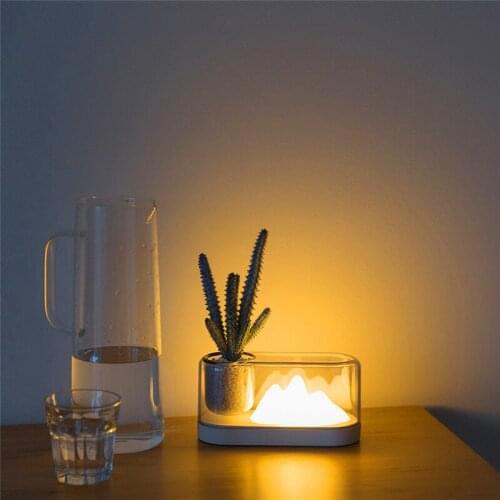 Nordic simple LED night light USB charging eye protection potted plant lights living room bedroom bedside table lamp NJ73114